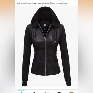 Lock & Love black faux leather motorcycle biker jacket size Large